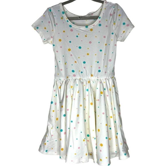 NEW Dot Dot Smile White Multicolor Spots Cap Sleeve Dress 2T - Picture 1 of 8
